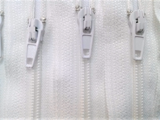 White #501 Generic Nylon Zippers 12-22 Inches #3 Coil Closed Bottom - ZipUpZipper