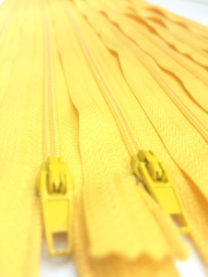 Yellow #504 Generic Nylon Zippers 12-22 Inches #3 Coil Closed Bottom - ZipUpZipper