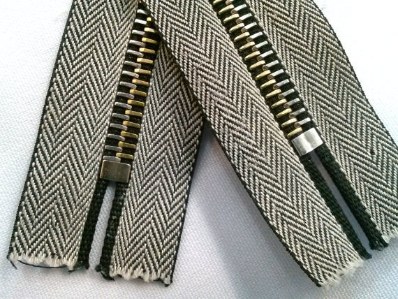 Riri Zebra Pocket Zipper 5 Inches 6MM Two-Tone Gold/ Silver Teeth Closed Bottom - ZipUpZipper
